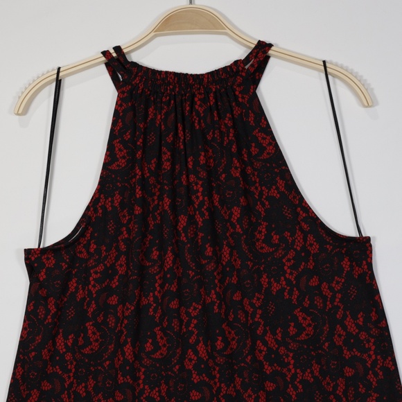 Michael Kors Women's Spaghetti‎ Straps Elastic Neck Floral Top Black/Red Size S - Picture 5 of 8